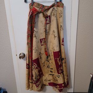Earthbound Trading Co. Full-Length Boho Style Wrap Skirt. Reversible